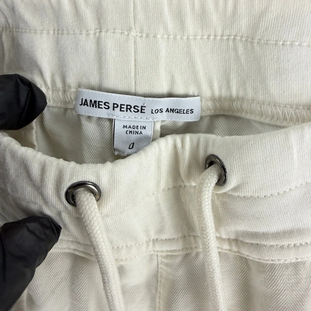 James Perse Drawstring Pants Mens 0 XS Cream Welt Pocket Straight Relaxed Casual